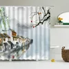 Shower Curtains Waterproof Bath Chinese Style Ink Painting 180*200cm Bathroom Screen Printed Curtain Home Decor