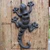 Black Europe Vintage Home Garden Cast Iron Gecko Wall Lizard Figurines Bar Mur Mur Métal Statues Animaux Sculpture à la main 21281A