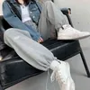 QWEEK Gray Jogging Sports Pants Women Baggy Harajuku Sweatpants Korean Fashion Black Sweat Trouses For Female Joggers Oversize 211216