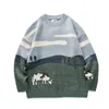 Herentruien jeugd mannen o-neck Koreaanse koe print gebreide trui casual pullover tops voor winter mode kledinglieden