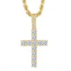 Collier de pendentif crossant micro-pavé Collier de pendentif Hommes bijoux hip hop 18k accessoires à la mode remplis d'or jaune jaune