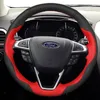 DIY custom leather hand-sewn car steering wheel cover For Ford Focus new mondeo Escort kuga fiesta car Interior accessories