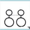 Stud JewelryDesigners Korean Temperament Street Racket Double Ring örhängen med diamant, fashionabla, enkla och mångsidiga, ERP04 Drop Deli