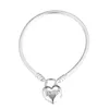 Original 925 Sterling Silver Women Jewellery Moment Smooth Snake Chain Charms Bracciali Loved Heart Lock Regali fai da te