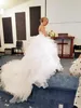 2021 Luxury A Line Wedding Dress Corset Sweetheart Organza Ruffles Cathedral Train Bridal Gowns Arabic Marriage Dresses Robe De Mariee