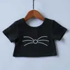 Vêtements d'été pour enfants pour filles 2pcs T-shirt court noir + jupes à rayures Ensembles de vêtements pour enfants 210528
