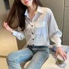 Mode Vrouw Blouses Witte Blouse Turn Down Collar Office Dames Tops Lange Mouw Blouse Dames Tops Blusa Feminina C51 210426