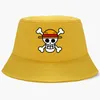 Cappello a secchiello di un pezzo Cappello Panama Cappellino a tesa larga Anime Luffy Harajuku Donna Uomo Cotone Protezione solare per esterni Cappelli a tesa larga Q08054433785