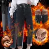 Jeans pour femmes High Straight Haren Warm Loose Pants Épaissie Taille en peluche