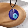 Collier pendentif pour les yeux bleus maléfique pour femmes Colliers de chaîne de cordon de cire noir