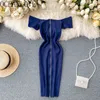 Bodycon Dress Zipper Solid Knitted Vestido Spring Summer Off Shoulder Stretch Dresses High Waist Ropa Mujer 14241 210415