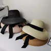 Summer Straw Hat British Bow Ribbon Accessory Lampshade Large Brim Folding Sunshade Travel Sunblock Wide Hats