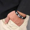 Trendy Stijl Lederen Armband Mannen Zwart Gevlochten Armbanden Mannelijke Sieraden Party Gift Rvs Magnetische Sluiting Armbanden BB0963 Ch202o