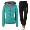 Mode Frauen Trainingsanzug Winter 2 Stück Set Pullover Hoodie Sportspant Sweatshirt Hosen Anzug Weibliche Hoodie Set Chandal Mujer 211126