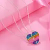 Designer halsband lyx smycken 2021 2 styck set gradient färg hjärtformad sömnad hängande kedja utsökt och härlig BFF vänskap fo