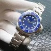 Relógios de pulso 40mm mostrador azul clássico relógio masculino mecanismo automático movimento relógio de pulso à prova d 'água safira de vidro deslizamento fivela