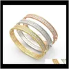 Bracelets Jewelry Drop Delivery 2021 Europe America Fashion Style Lady Women Brass Engraved Letter Double Row Diamond Edge Bead Bangle Bracel