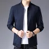 Mäns Jackor Yisu 2021 Höst Vinter Solid Färg Baseball Collar Fashion Slim All-Match Enkelhet Cardigan Men Jacke