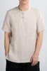 T-shirt manica corta IEFB primavera estate stile cinese colletto alla coreana cotone lino taglia grande top comodi 9Y6042 210524
