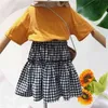 Barnens korta kjolar Kvinna sommar All-Match Girls Plaid Baby Pettiskirt P4685 210622