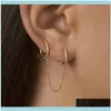 Ohrringe Schmuckeinfacher Mini-Kreis-Kettenglied-Piercing-Ohrring für Frauen Persönlichkeit glänzender kubischer Zirkon weiblicher täglicher Schmuck Party-Geschenk-Reifen