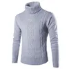 Maglioni da uomo Maglione maschile Pullover Sottile Caldo Solido Risvolto alto Jacquard Copertura Abbigliamento britannico Dolcevita da uomo