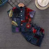 2021 Set di abbigliamento estivo per bambini Cardigan con fiori a foglia stampata Pantaloncini casual a maniche corte Ragazzo in due pezzi Vestito bello 0-5 anni