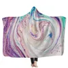 Psychedelic Art Marmor Swirl Blanket Gouache Flödande Guld Barn Hooded Blanket Mjuka Varma Sherpa Fleece Slitstarka Täcker För RRD11124