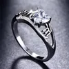 Cluster Ringe Romantische Herz Kristall Ring Silber Farbe Zirkon Mom Vintage Finger Für Frauen Edlen Schmuck Muttertag Geschenke O5300c