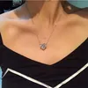 Choucong Märke Enkelt Modesmycken Solitaire Äkta 925 Sterling Silver Stort Diamant Hjärthänge Vit Topaz Ädelstenar Handgjorda Kvinnor Bröllop Halsband Present