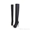 뜨거운 판매자 New Style Knee Boots High Heel Heel Heel Lifed Thigh-High Fabricboots Fashion