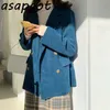 Asapgot 8 Color Fall Korea Chic Luźne Blazery Płaszcz Z Długim Rękawem Solidne Vintage Podwójne Breasted Corduroy Garnitury Kurtka 210610