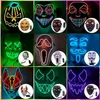 Ontwerper Gezichtsmasker Halloween Decoraties Halloween Glow Masker PVC Materiaal LED Halloween Dames Mannen Masker Kostuums voor Volwassenen Home Decor 4961