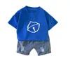 Sıcak çocuk giyim yaz ince sevimli t-shirt pantolon iki parçalı set 1-3 gc266 yaş arası çocuklar için uygun