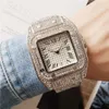 Montres hommes femmes montre plein diamant brillant mouvement à quartz glacé montre-bracelet argent blanc bonne qualité analogique amant bracelet wtaches256o