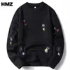 HMZ hiver tricot broderie pull hommes harajuku hip hop streetwear pull pull hommes vêtements mode dessin animé couple pulls 211008
