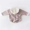 Automne bébé fille body vêtements rayures néonatal chapeaux salopette et ramper 210515