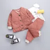 Vêtements pour enfants hiver coréen Plus velours épaississement garçon fille bébé deux pièces pain costume coton ensembles 210625