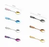 Cucharas de acero inoxidable chapadas en oro para café, té, postre, comida, cuchara para agitar frutas, vajilla de cocina personalizada