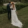 Flare Manica Lunga Boho Abiti Da Sposa Frange Bohemian GYPSY Abiti Da Sposa Nappa Scollo A V Pizzo Vestido de Noivas216I