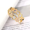 Bagues de mariage hexagone nid d'abeille pour femmes bijoux cristallins géométrie réglable bague femme 20214847331