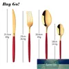 16 / 24pcs röd guld bestick rostfritt stål bestick set middag kniv sked gaffel uppsättning kök verktyg dinnerware julklappar1 fabrikspris expert design kvalitet kvalitet