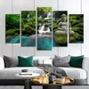 5 Panels Waterfall Buddha Posters And Prints Canvas Painting Big Size Wall Art Pictures For Living Room Landscape Home Decor