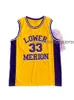 Stitched Custom Lower Merion High School 33 Jersey Hip-Hop Movie Jersey Yellow 1996 Män Kvinnor Ungdom Baseball Jerseys XS-6XL