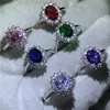 Princess Ring Engagement Real 925 Sterling Silver Birthstone AAAA CZ Royal Wedding Band Rings for Women Brud Accessories5012534