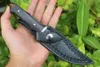 1 st toppkvalitet Ourdoor Survival Straight Jaktkniv 440c Satin Bowie Blades Full Tang Ebony Handtag Fasta bladknivar med lädermantel