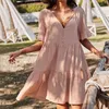 Kvinnors Midi Klänning Casual Elegant Klänningar För Kvinnor Boho Y2K V Neck Halv Ärmlös Tassel Holiday Vestidos Kvinnlig Kläder 210517