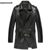 Mauroicardi Höst svart PU Läder Trench Coat för Kvinnor Långärmad Dubbelbröst Elegant Lyx Brittisk Style Fashion 211110