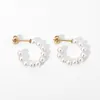 Hoop Huggie Edelstahl Mini Perle Kreis Form Ohrringe Für Frauen Französisch Vintage Weiblichen Schmuck