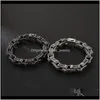 Link, pulseiras JewelryVintage Bikelet de bicicleta quadrada Hiphop Men preto a￧o inoxid￡vel Punk Chain Punk Cadeir